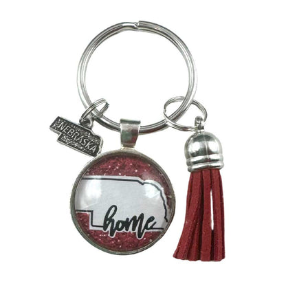 Keychain with Nebraska Charms | 1 1/4" Split Key Ring with 1" Charm | Create