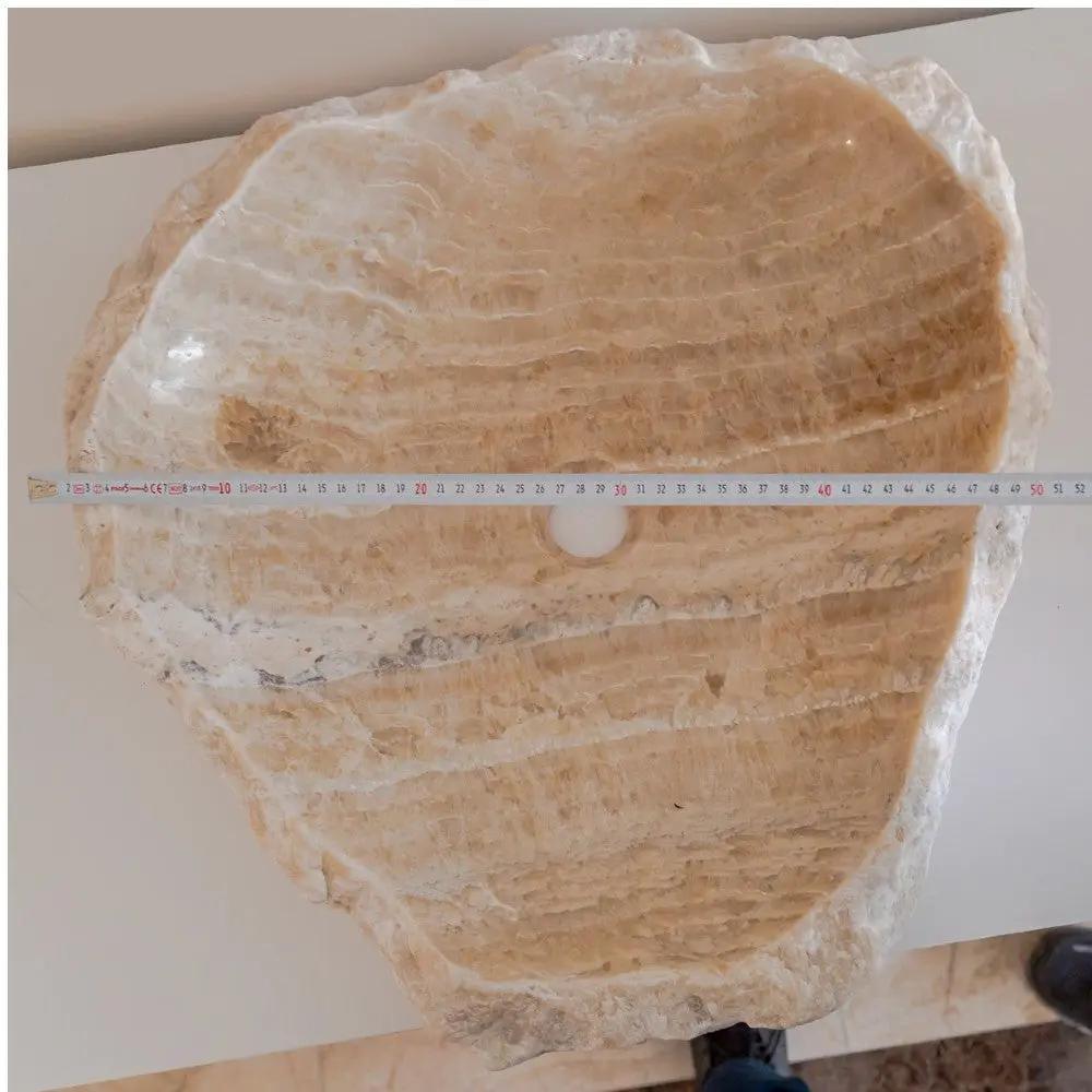 Handcrafted Honey Onyx Translucent Natural Stone Vessel Sink 19 Inch