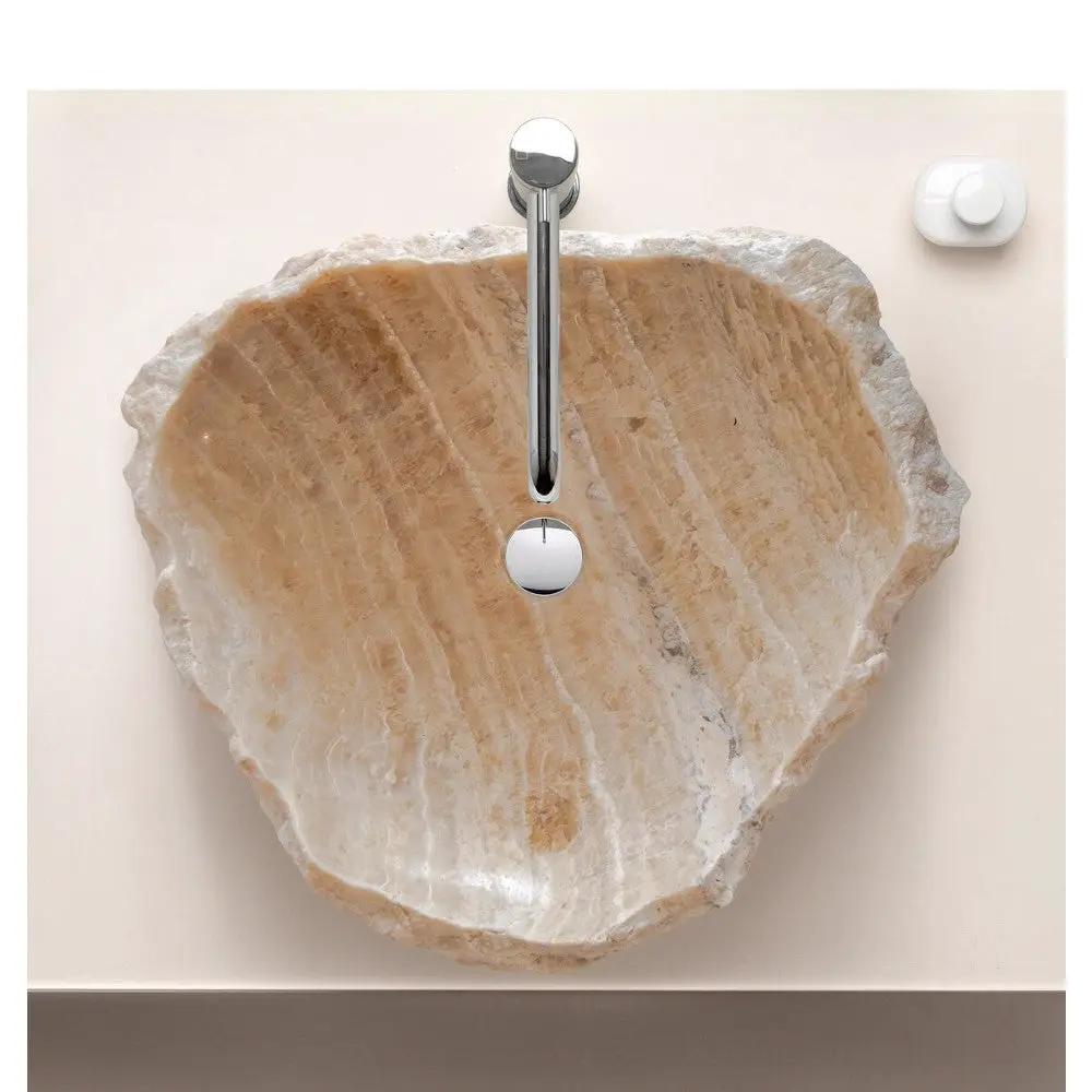 Handcrafted Honey Onyx Translucent Natural Stone Vessel Sink 19 Inch
