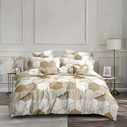 Honeycomb marble brown & beige bedding set bedroom duvet cover