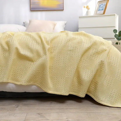 Honeycomb waffle cotton blankets light gray throw – bedroom decor