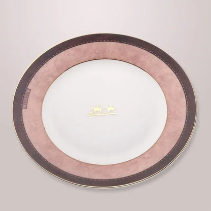 Horsebit pink & brown bone china tableware set dining room