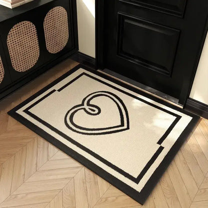 Houndstooth black & ivory area rug living room floor mat