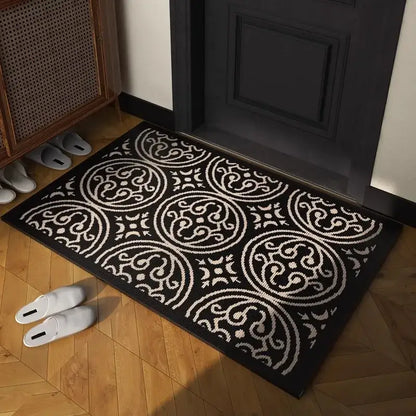 Houndstooth black & ivory area rug living room floor mat
