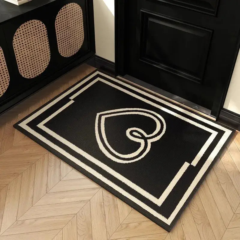 Houndstooth black & ivory area rug living room floor mat