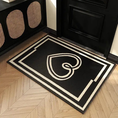 Houndstooth black & ivory area rug living room floor mat