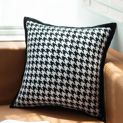 Houndstooth jacquard pillowcase black & white living room decor
