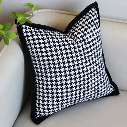 Houndstooth jacquard pillowcase black & white living room decor