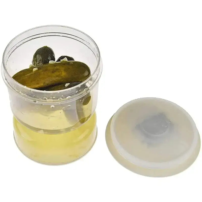 Hourglass pickle and olive dispenser jar with slicer for kitchen