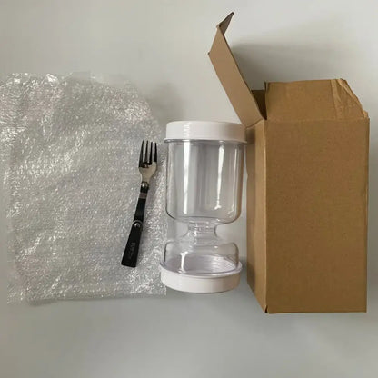 Hourglass pickle and olive dispenser jar with slicer for kitchen