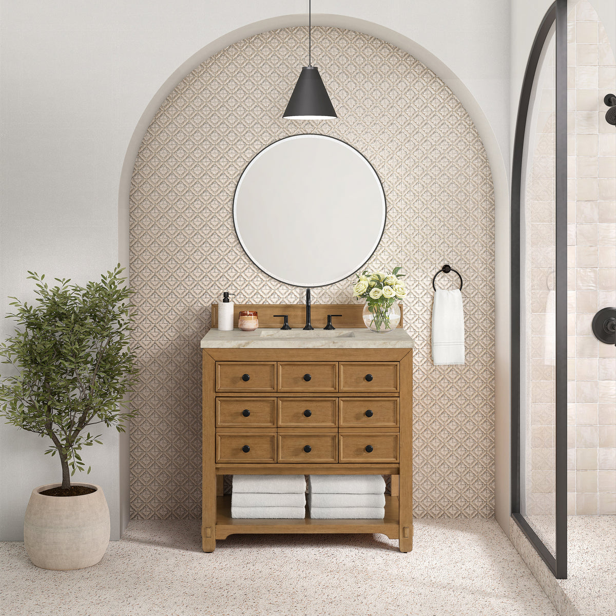 James Martin Malibu 36" Single Bathroom Vanity, Amber Birch