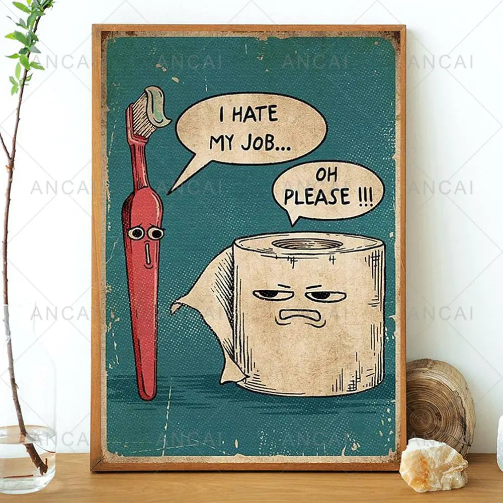 DecorBites™ Humorous Bathroom Poster Print for Decor