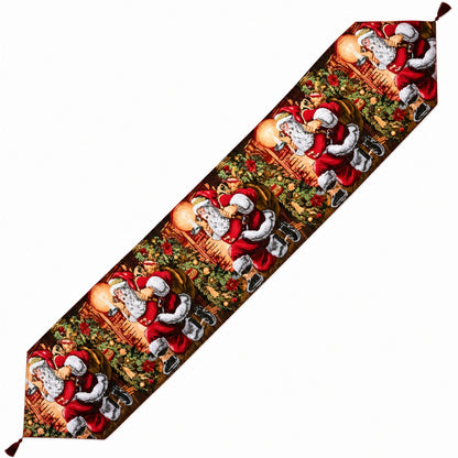 Santa Red Christmas Tablecloth Holiday Runner 85 Inches