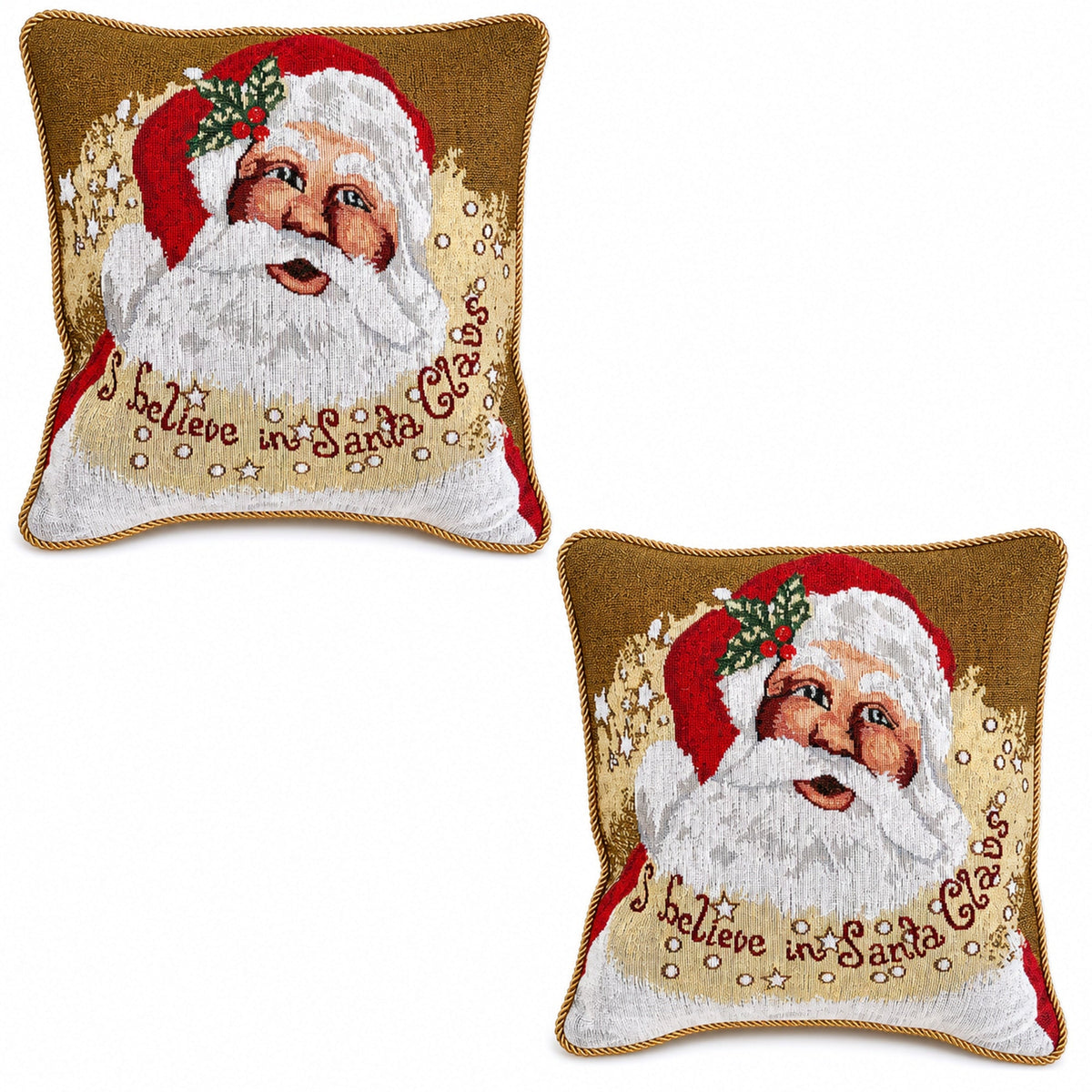 Set of 2 Believe in Santa Christmas Cushion Throw Pillow Covers