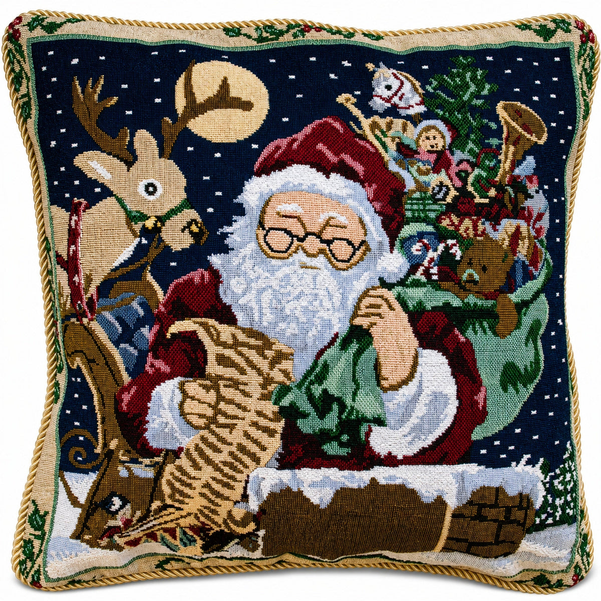 Set of 2 Santa Reading Gifts List Christmas Throw Cushion Pillow Covers
