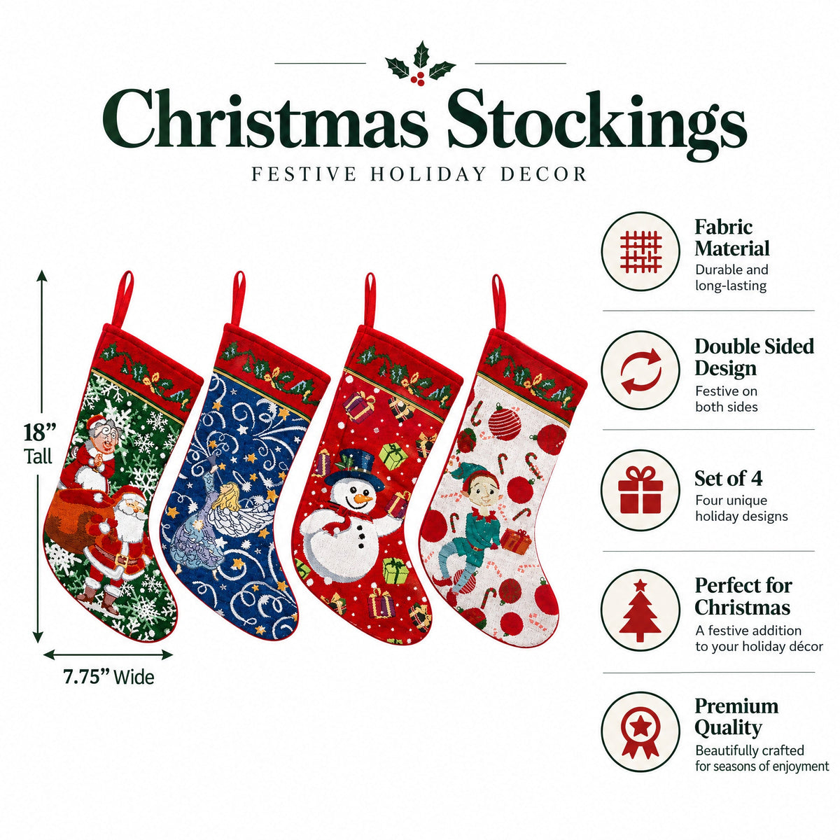 Set of 4 Set of 4 Tapestry Christmas Stockings