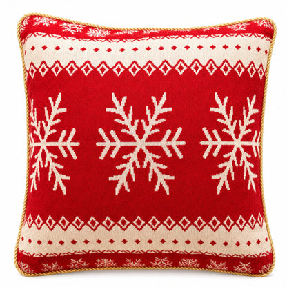 Set of 2 White Snowflakes on Red Christmas Throw Cushion Pillow Covers