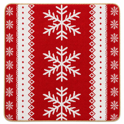 Set of 2 White Snowflakes on Red Christmas Throw Cushion Pillow Covers