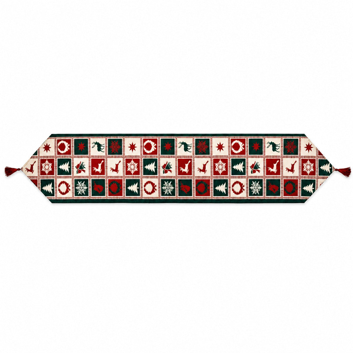 Reindeer Square Patterns Christmas Tablecloth Holiday Runner 75 Inches