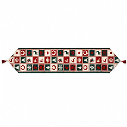 Reindeer Square Patterns Christmas Tablecloth Holiday Runner 75 Inches