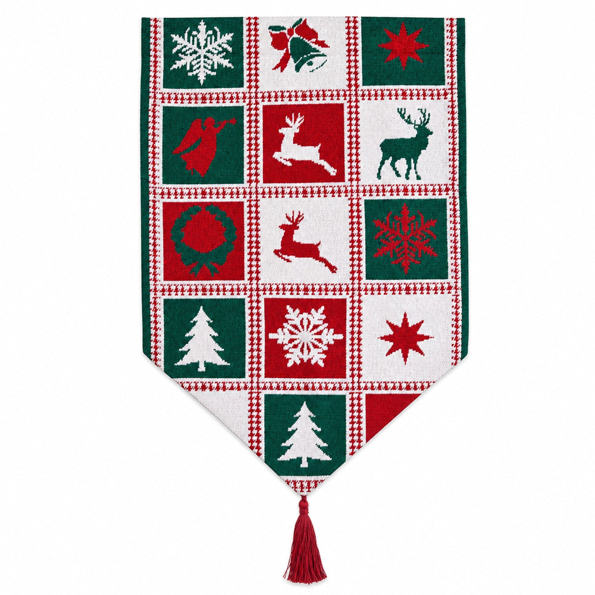 Reindeer Square Patterns Christmas Tablecloth Holiday Runner 75 Inches