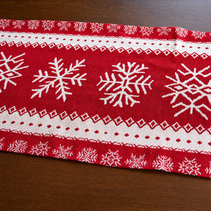 Snowflakes on Red Pattern Christmas Tablecloth Holiday Runner 76.5 Inches