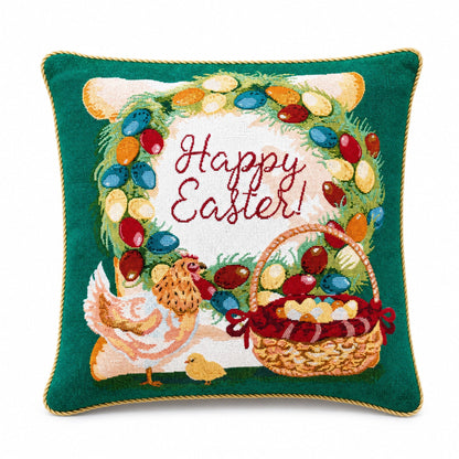 Set of 2 Happy Easter & Easter Eggs Throw Pillow Covers
