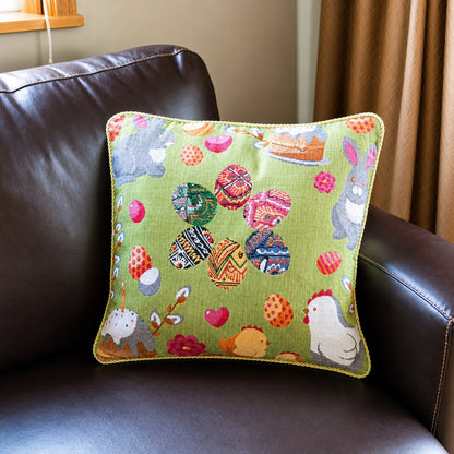 Set of 2 Easter Eggs with Bunny, Chicks and Willow Tree Throw Pillow Covers