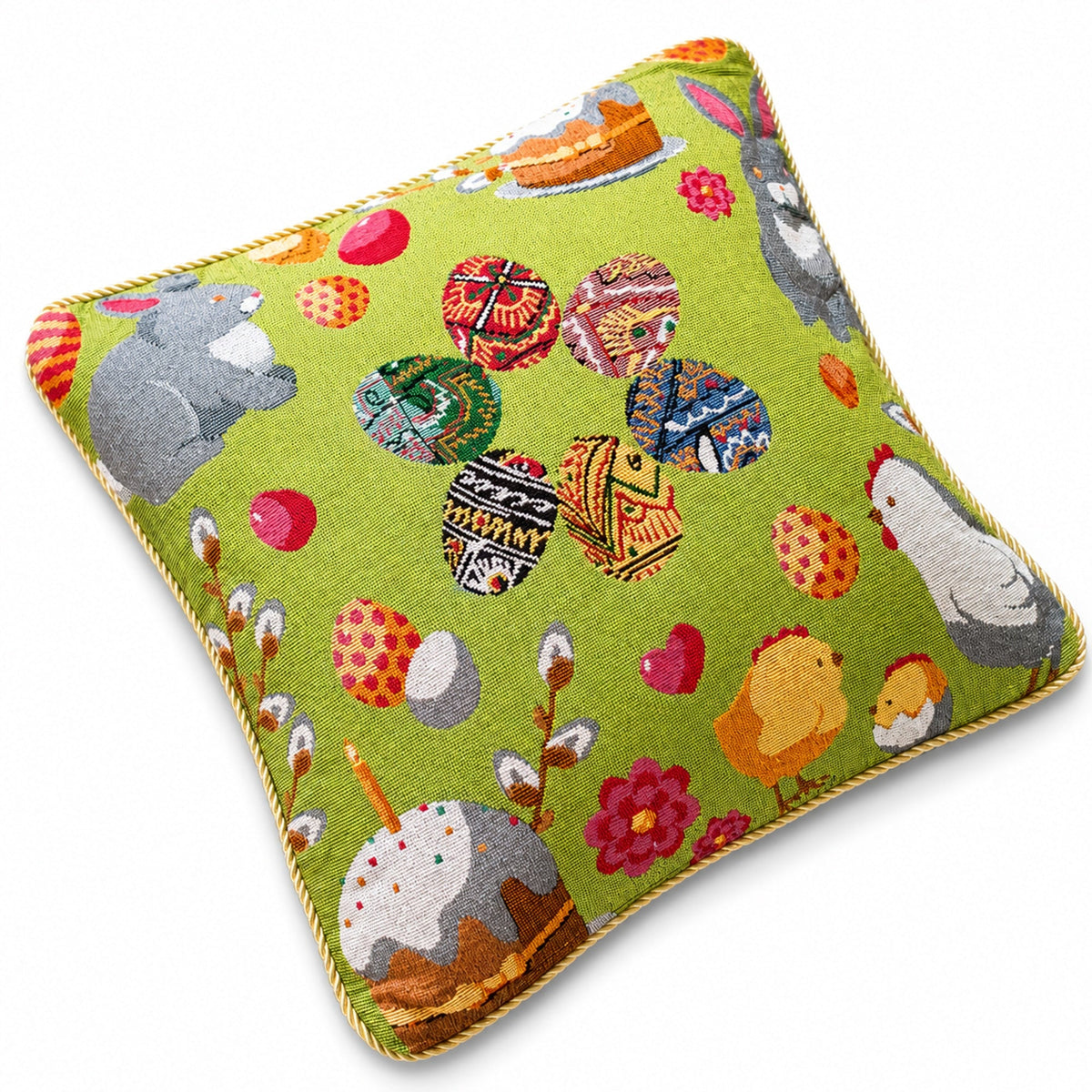 Set of 2 Easter Eggs with Bunny, Chicks and Willow Tree Throw Pillow Covers