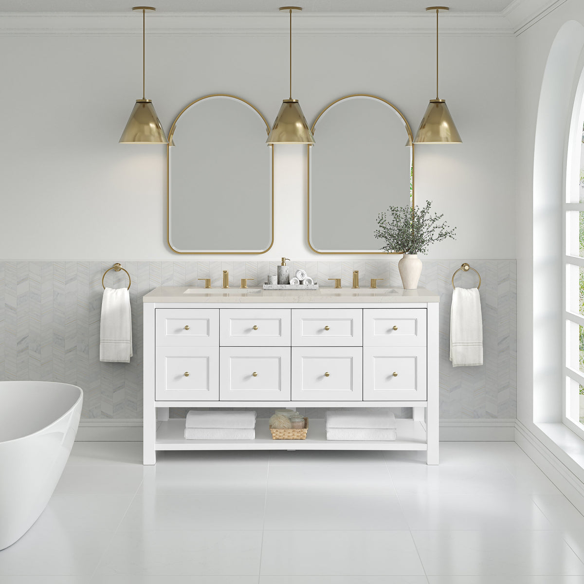 James Martin Breckenridge 60" Double Bathroom Vanity, Bright White