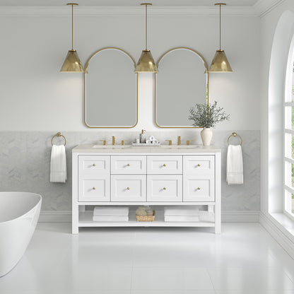 James Martin Breckenridge 60" Double Bathroom Vanity, Bright White
