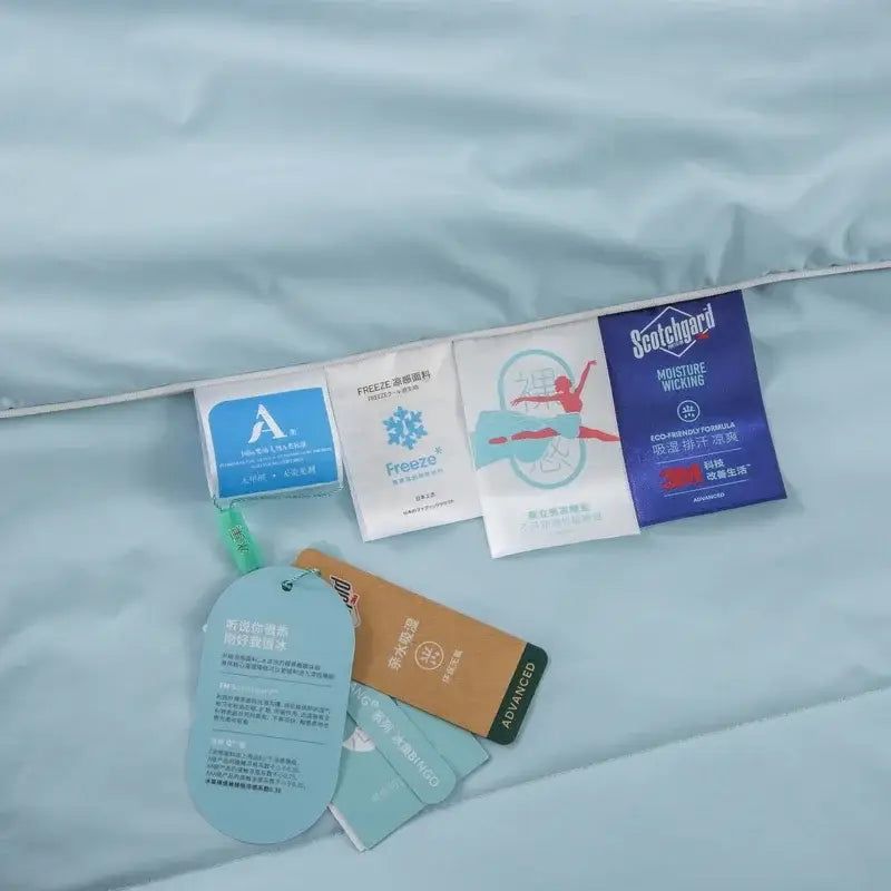 Ice silk cooling blanket light blue & white bedroom comforter