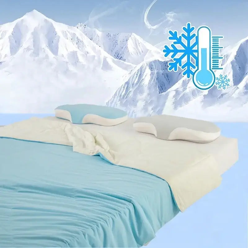 Ice silk cooling blanket light blue & white bedroom comforter