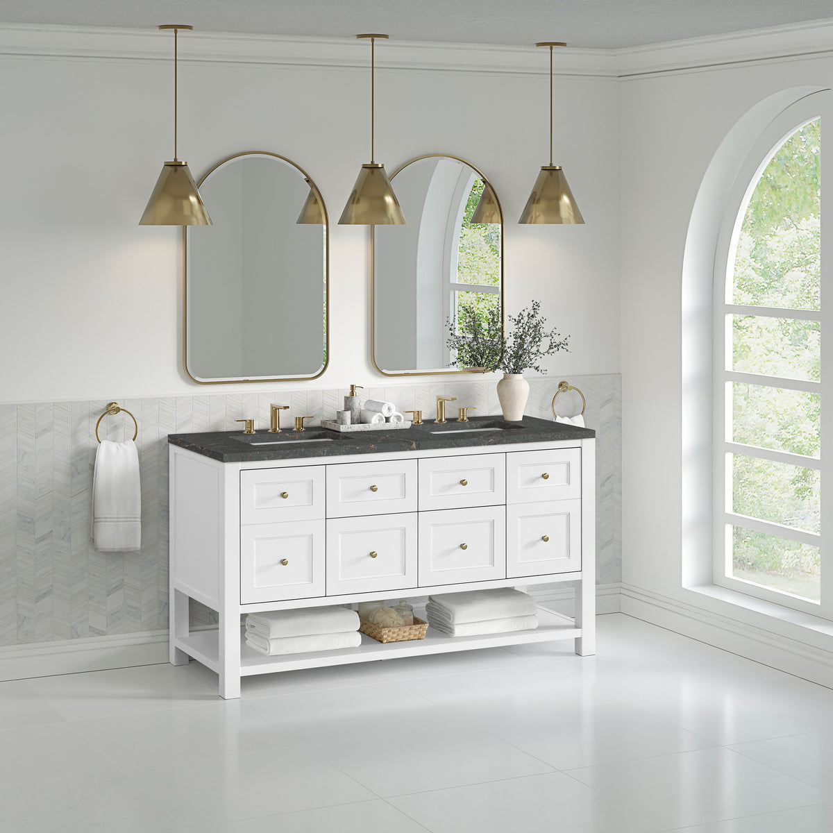 James Martin Breckenridge 60" Double Bathroom Vanity, Bright White
