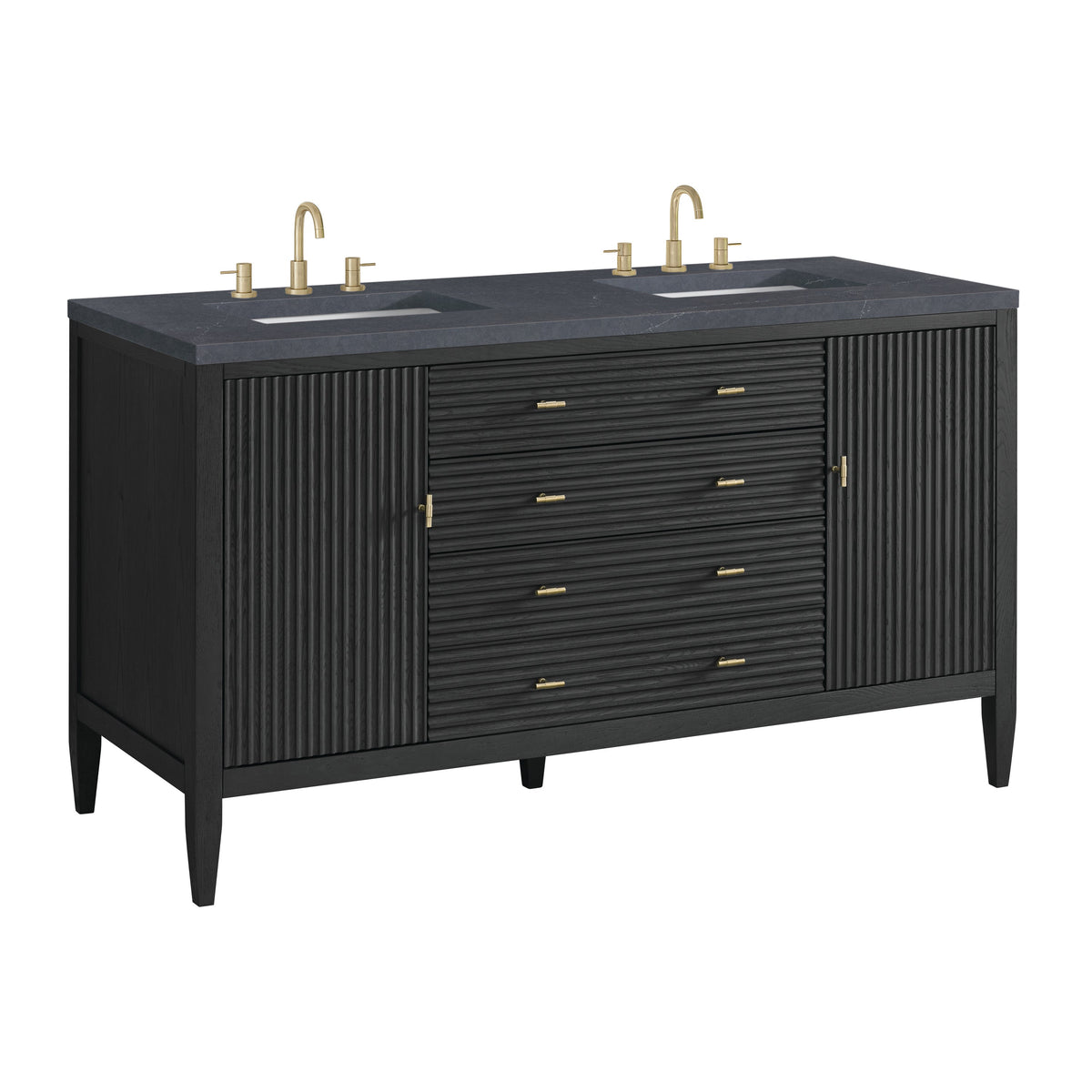 James Martin Myrrin 60" Double Bathroom Vanity, Carbon Oak