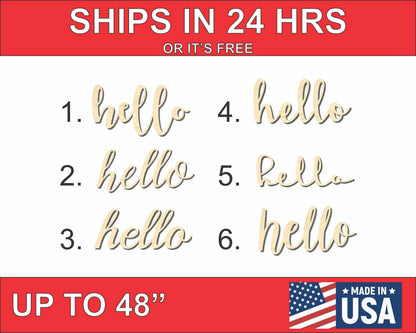 Unfinished Wood Hello Cutout up to 48" Wide - Home Decor DIY