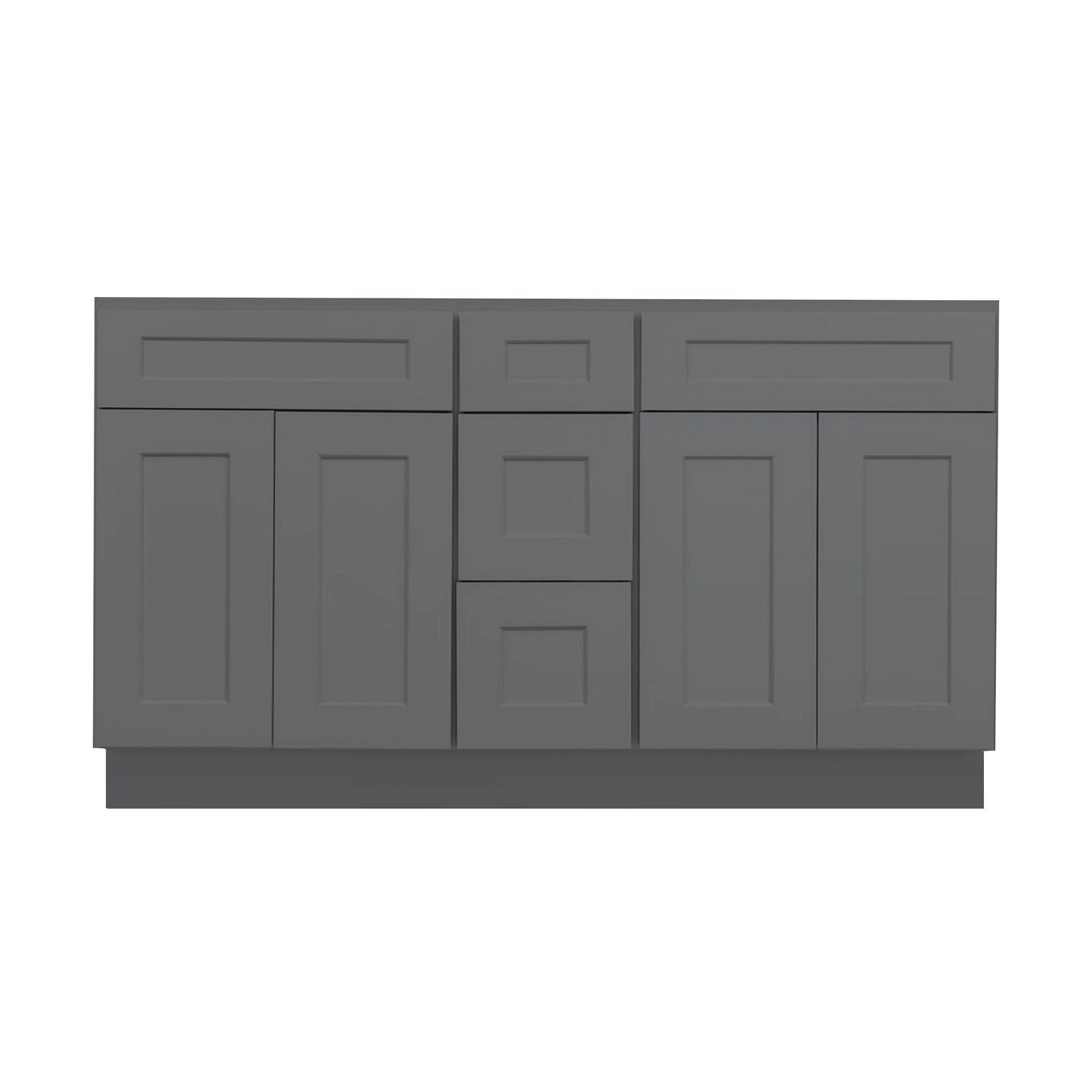 60 Inch Grey Shaker Double Sink Bathroom Vanity with Drawers