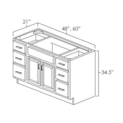 60 Inch Antique White Shaker Single Sink Bathroom Vanity with Drawers