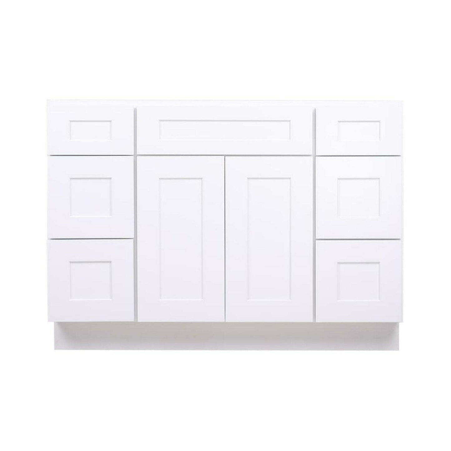 48 Inch White Shaker Single Sink Bathroom Vanity with Drawers