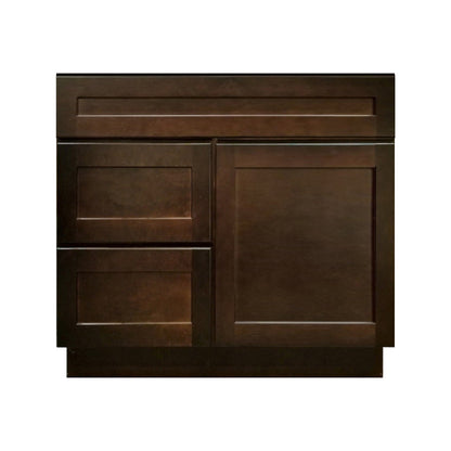 30 Inch Espresso Shaker Single Sink Bathroom Vanity with Drawers on the Left