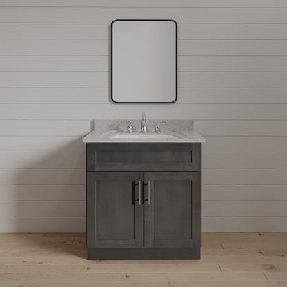 30 Inch Gray Stained Shaker Single Sink Bathroom Vanity