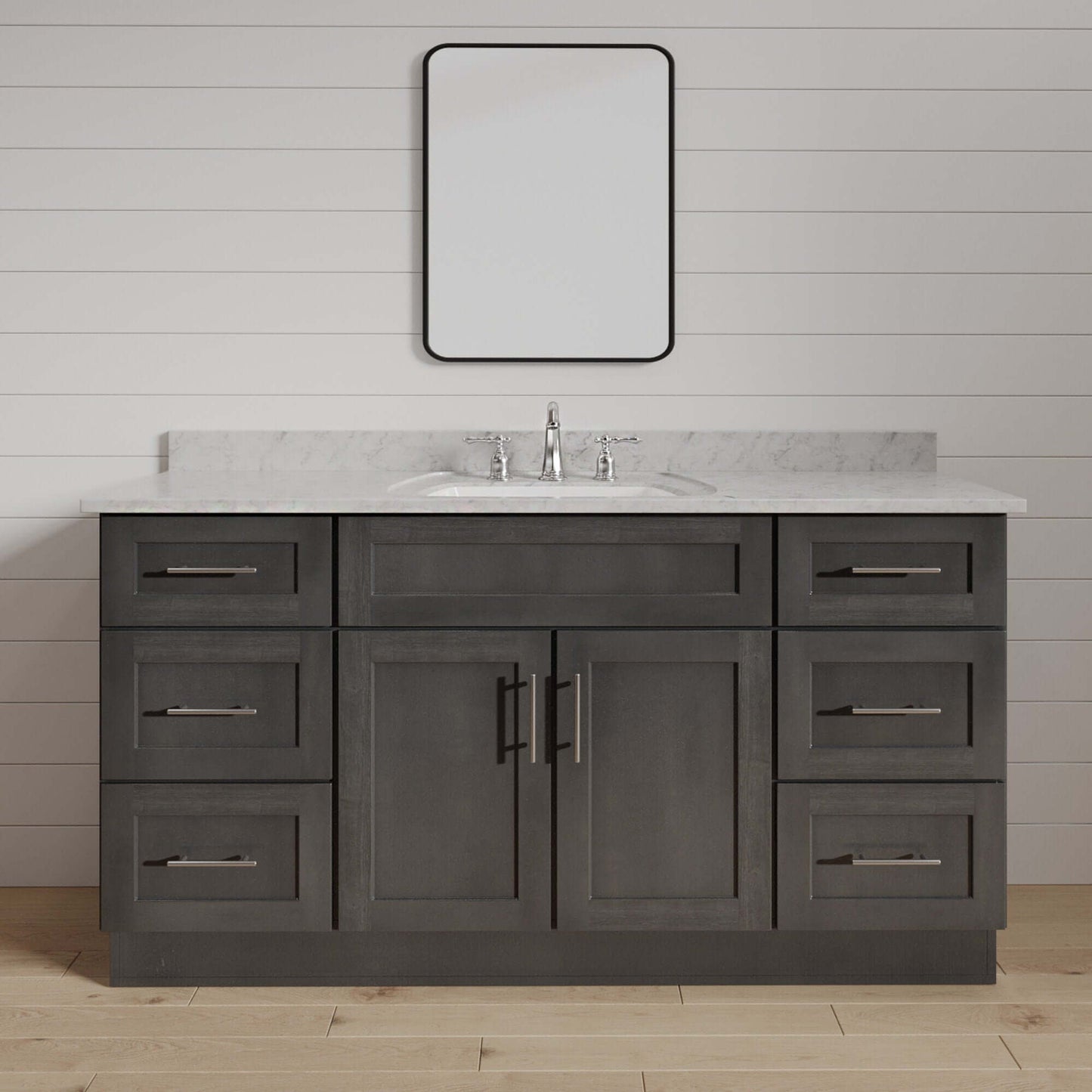 48 Inch Gray Stained Shaker Bathroom Vanity Combo w/ Drawers