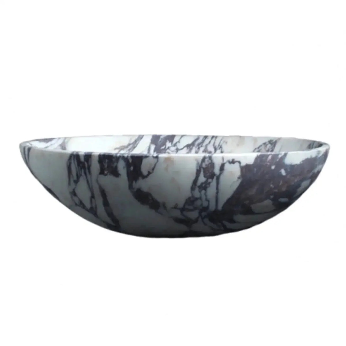 Calacatta Viola Oval White Purple Marble Handcarved Above Counter Vessel Bathroom Sink 14x18x5 Inch