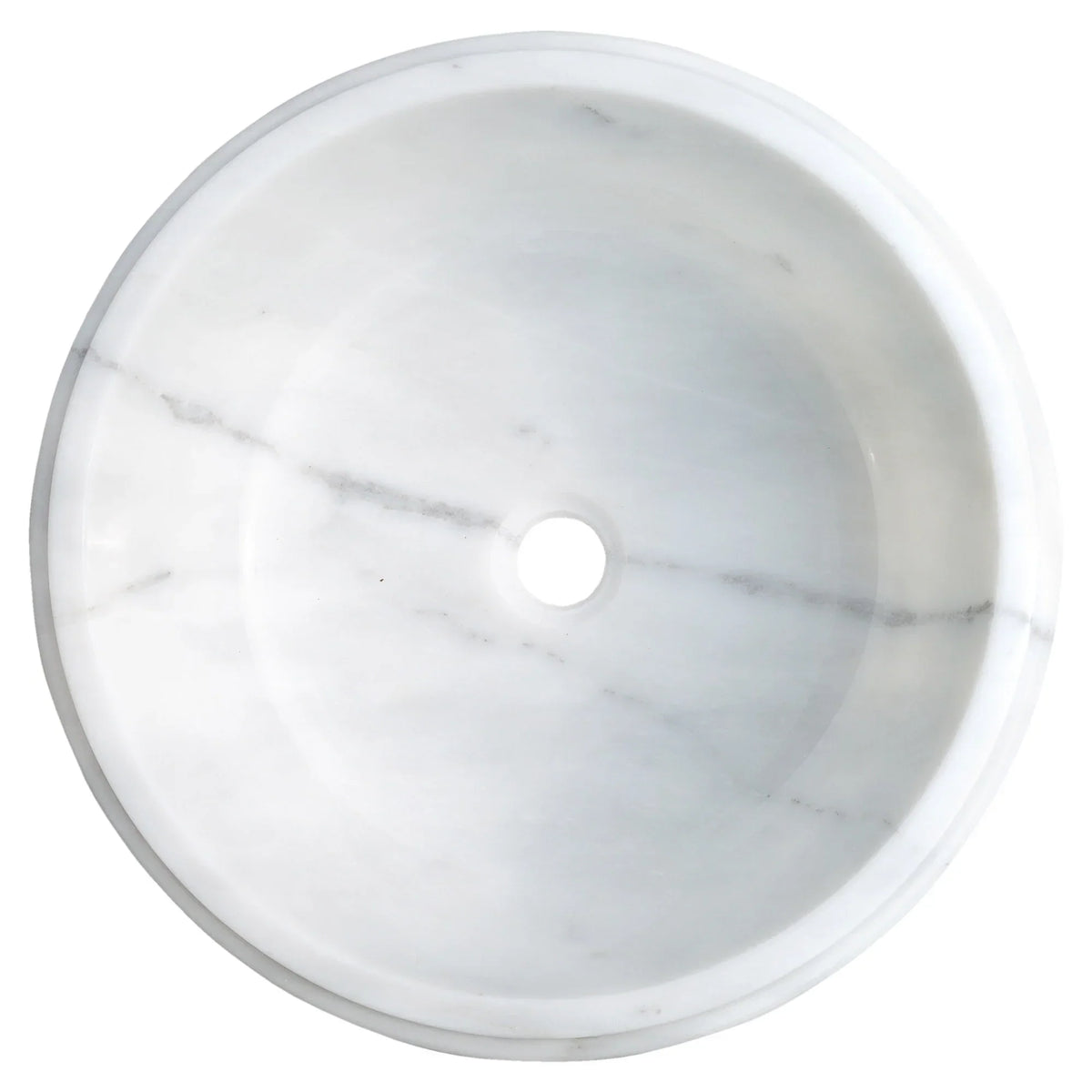 Carrara White Marble Waterfall Polished Round Drop-In Bathroom Sink