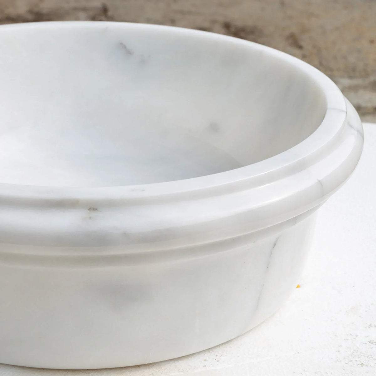 Carrara White Marble Waterfall Polished Round Drop-In Bathroom Sink
