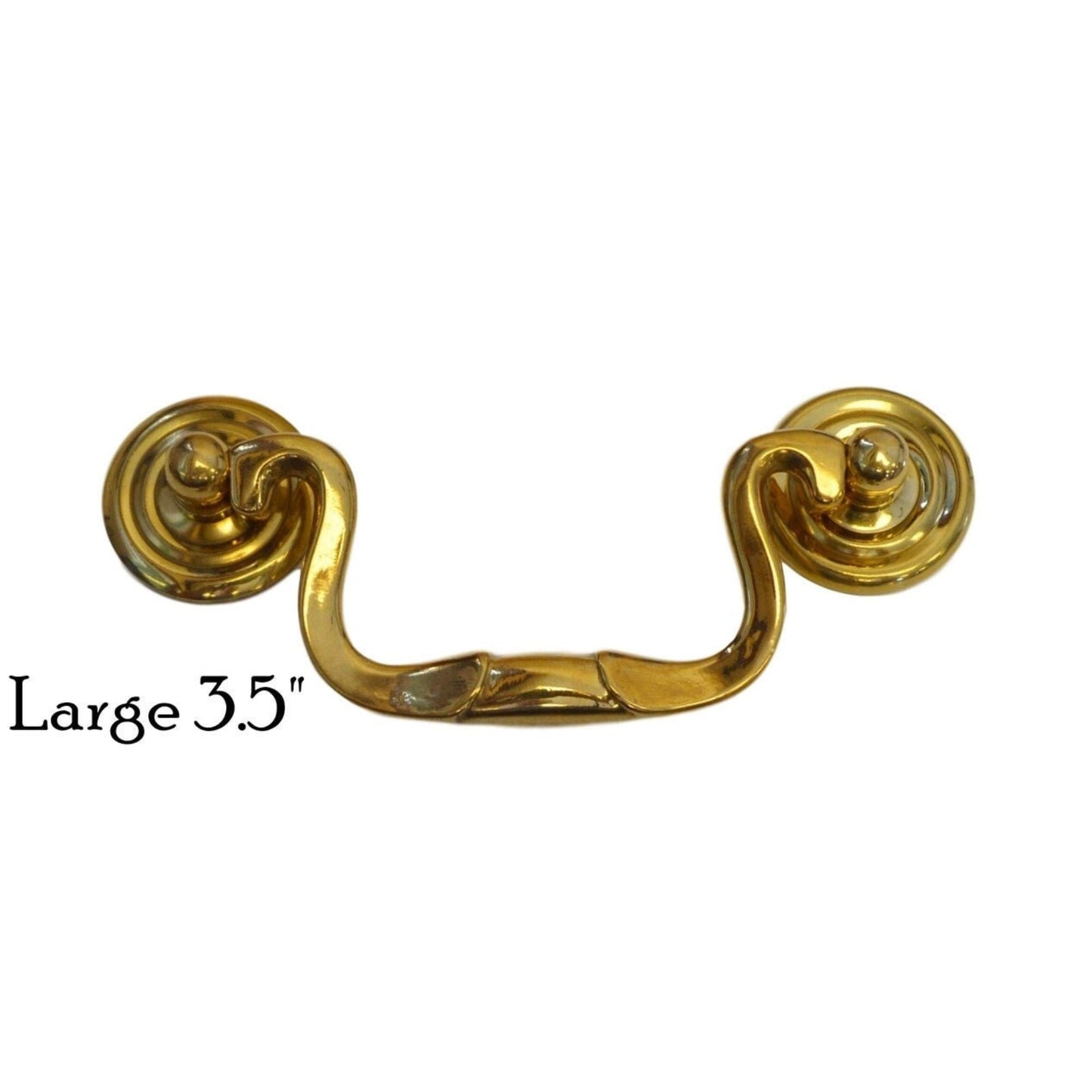 Queen Anne Style Brass Drawer Pull Elegant Hardware, 1" Backplate, Available in Small, Medium, Large Sizes