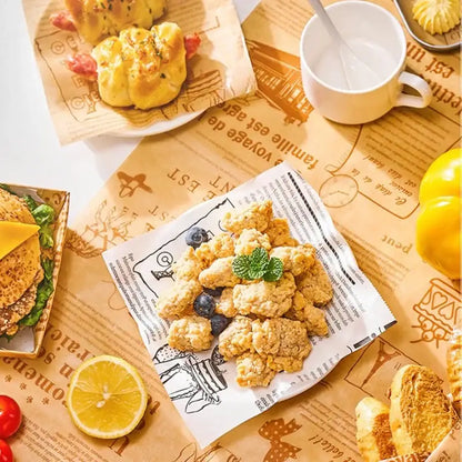 Illustrated grease-resistant baking paper for kitchen food wrapping