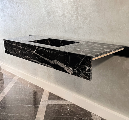 HANDCRAFTED CUSTOM ALEXANDRA BLACK MARBLE SINK (NS-111)