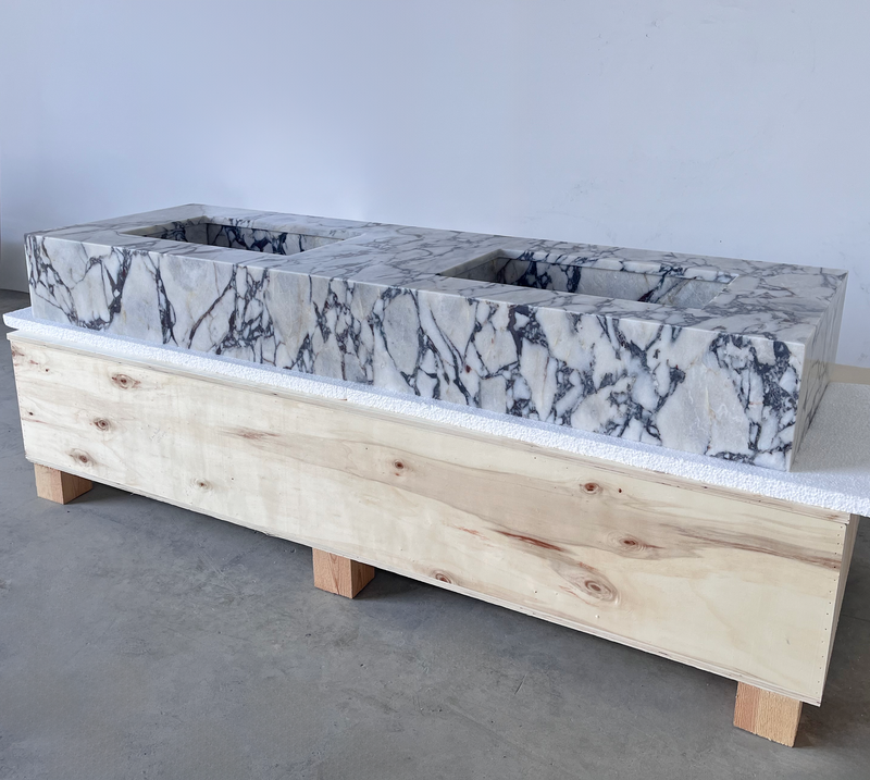 Calacatta Viola Marble Sink - Handcrafted Cream with Lavender