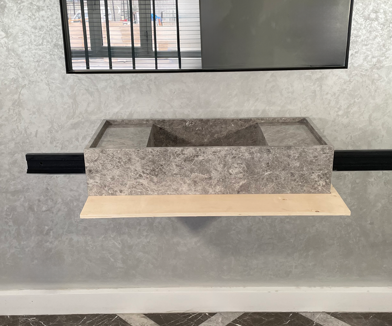 Tundra Grey Marble Bathroom Sink - Handcrafted Custom Artisan